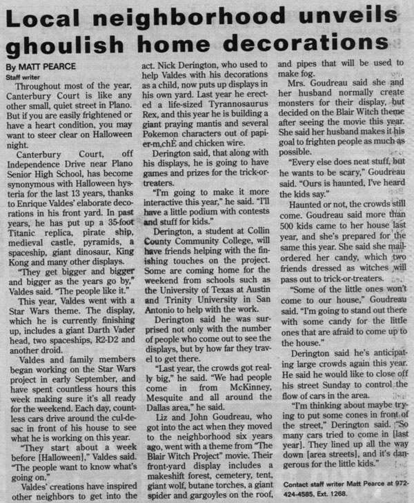 Halloween Newspaper Article